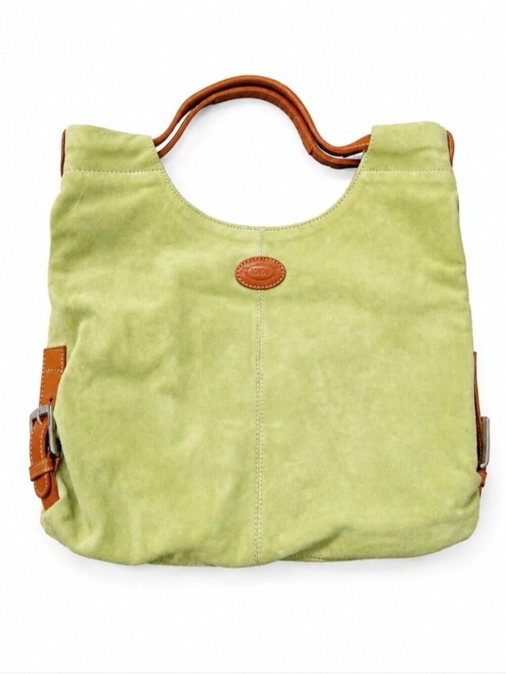 Vintage Tod’s Lime Green Suede Leather Hobo Shoulder Bag Y2K Italian Designer